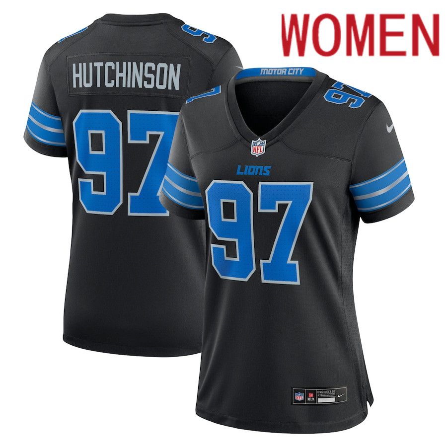 Women Detroit Lions #97 Aidan Hutchinson Nike Black 2nd Alternate Game NFL Jersey